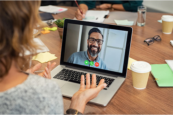 video call on computer with doctor