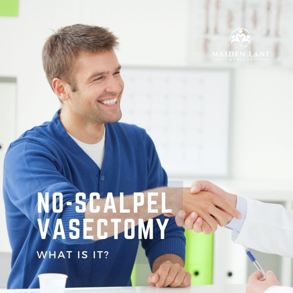 Man shaking hand with doctor that will perform a no-scalpel vasectomy procedure - Maiden Lane Medical, NYC