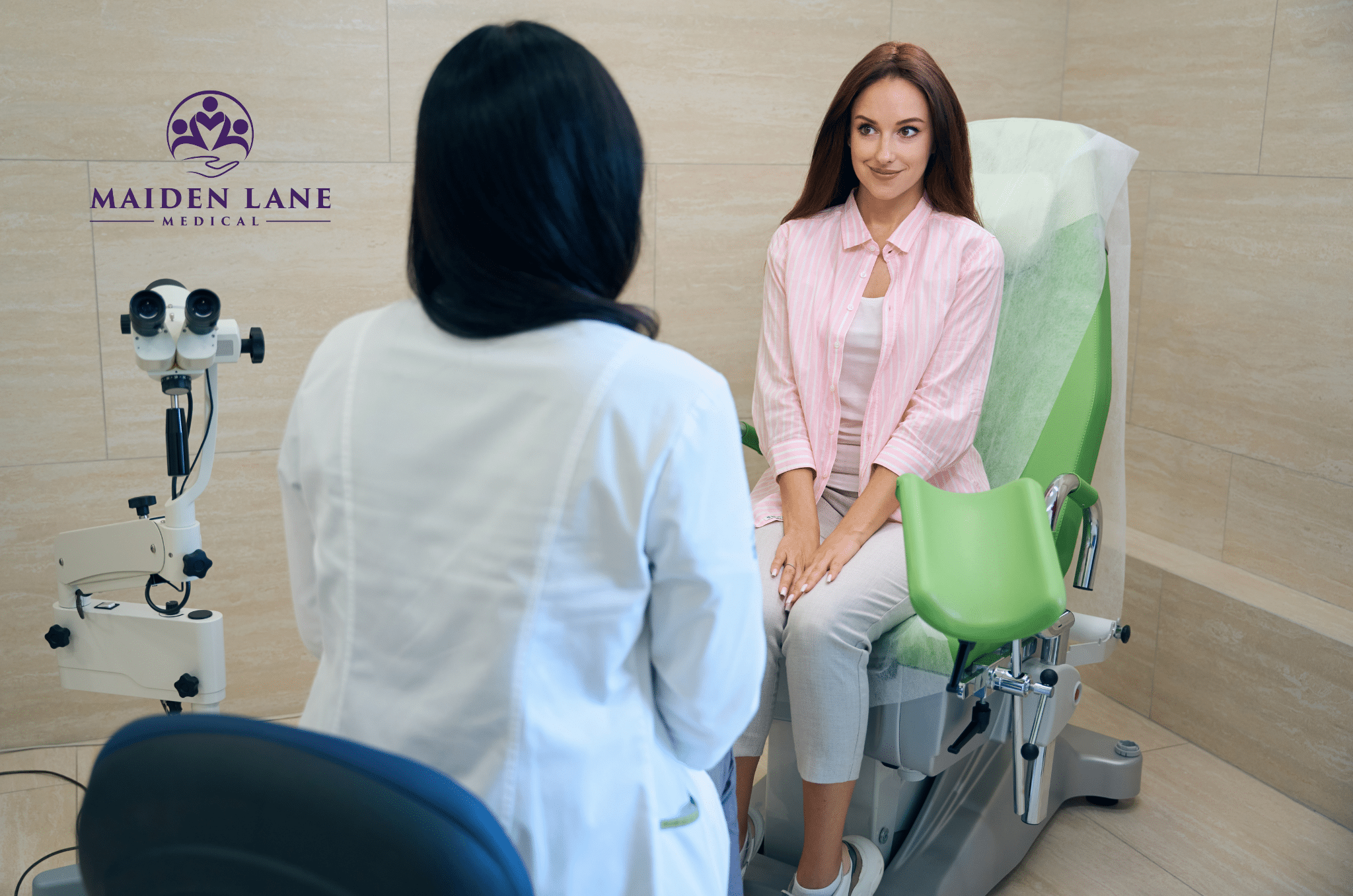 A woman getting a gynecology exam in Manhattan, New York.